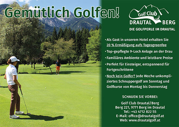 Gemütliches Golfen beim Golfclub Drautal Berg. 